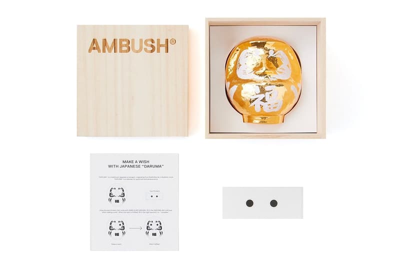 AMBUSH 2021 Daruma fuku good luck fortune talisman ornament object design Gunma Japan Takasaki City traditional gold silver white