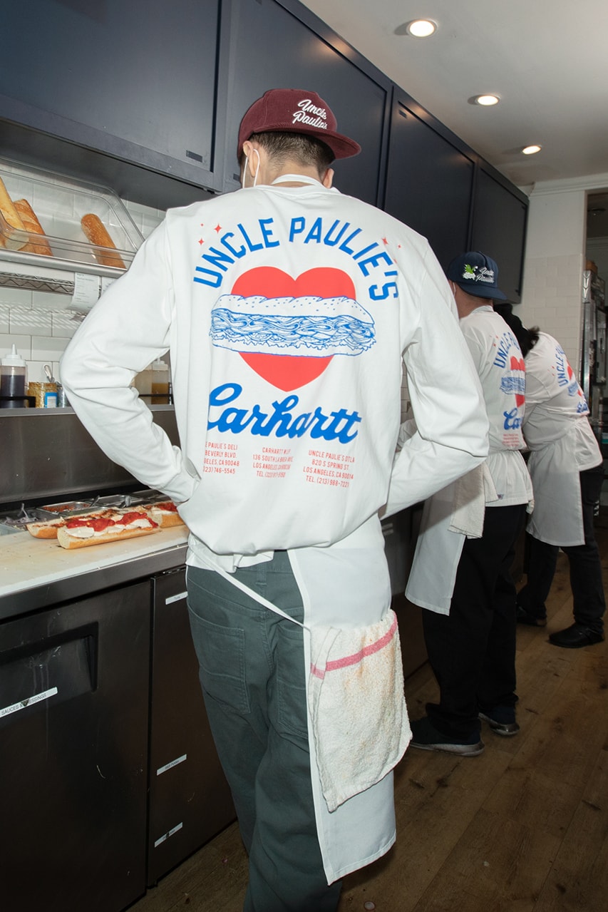 carhartt wip works in progress regina's grocery uncle paulies la los angeles new york city nyc food bank charity details