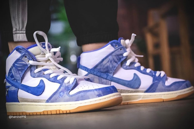 carpet company nike sb skateboarding dunk high white blue gum CV1677 100 official release date info photos price store list buying guide