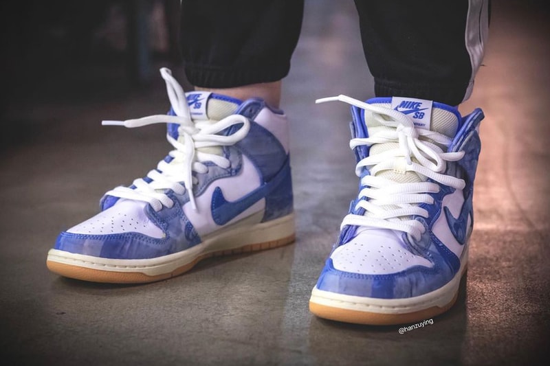 carpet company nike sb skateboarding dunk high white blue gum CV1677 100 official release date info photos price store list buying guide