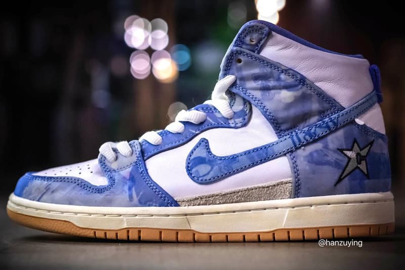 carpet company nike sb skateboarding dunk high white blue gum CV1677 100 official release date info photos price store list buying guide