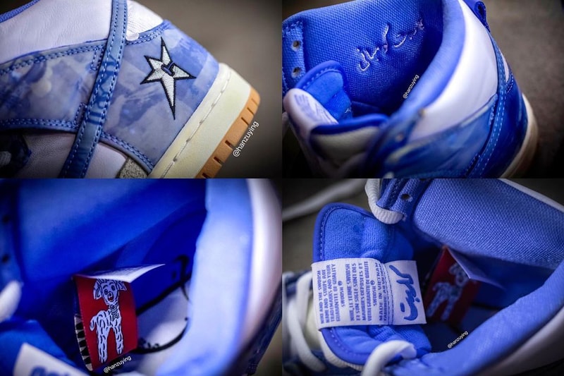 carpet company nike sb skateboarding dunk high white blue gum CV1677 100 official release date info photos price store list buying guide