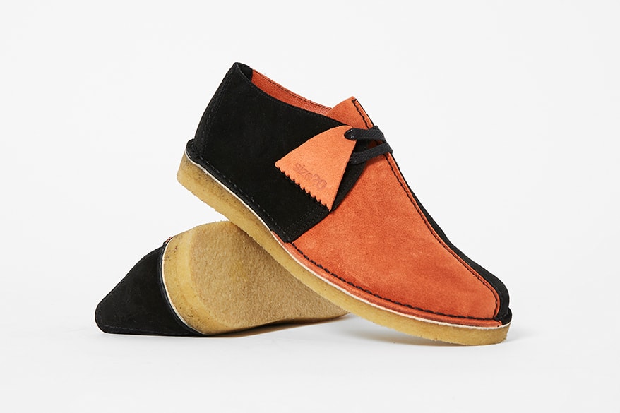 size? clarks originals desert trek collaboration black orange design silhouette footwear