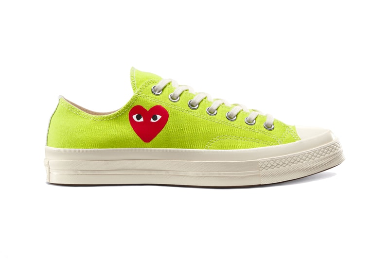 comme des garcons play converse chuck 70 hi ox high low hearts restock december 2020 blue pink neon yellow white black official release date info photos price store list buying guide