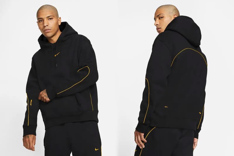 Drake x Nike NOCTA Apparel Collection Release Date Prices cost collaboration puffer jacket socks crew black university gold sweater hoodie puffer jacket pants swoosh