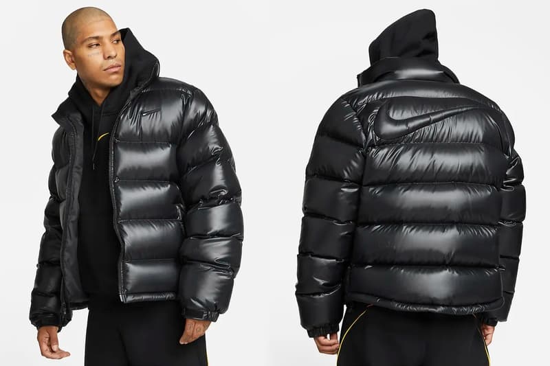Drake x Nike NOCTA Apparel Collection Release Date Prices cost collaboration puffer jacket socks crew black university gold sweater hoodie puffer jacket pants swoosh