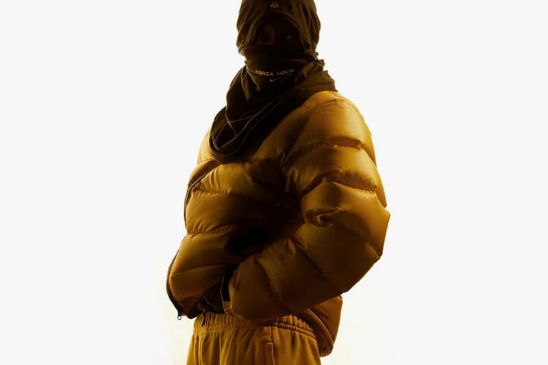 Drake x Nike NOCTA Apparel Collection Release Date Prices cost collaboration puffer jacket socks crew black university gold sweater hoodie puffer jacket pants swoosh