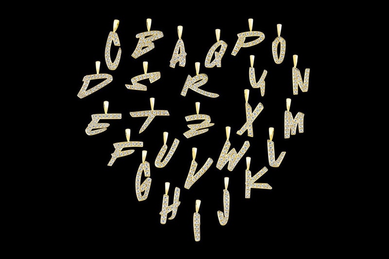 EYEFUNNY Futura LAboratories diamond letter pendants Futura2000 japan vs stone gold necklace pendants 