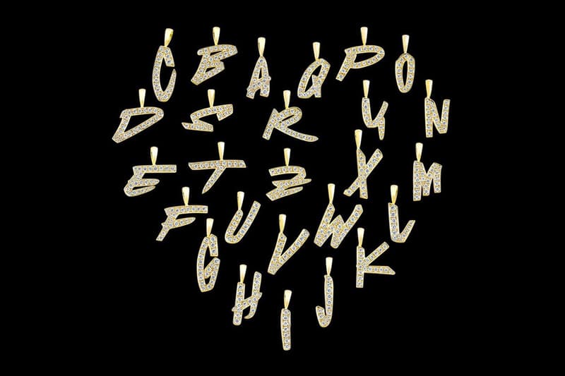 EYEFUNNY Futura LAboratories diamond letter pendants Futura2000 japan vs stone gold necklace pendants