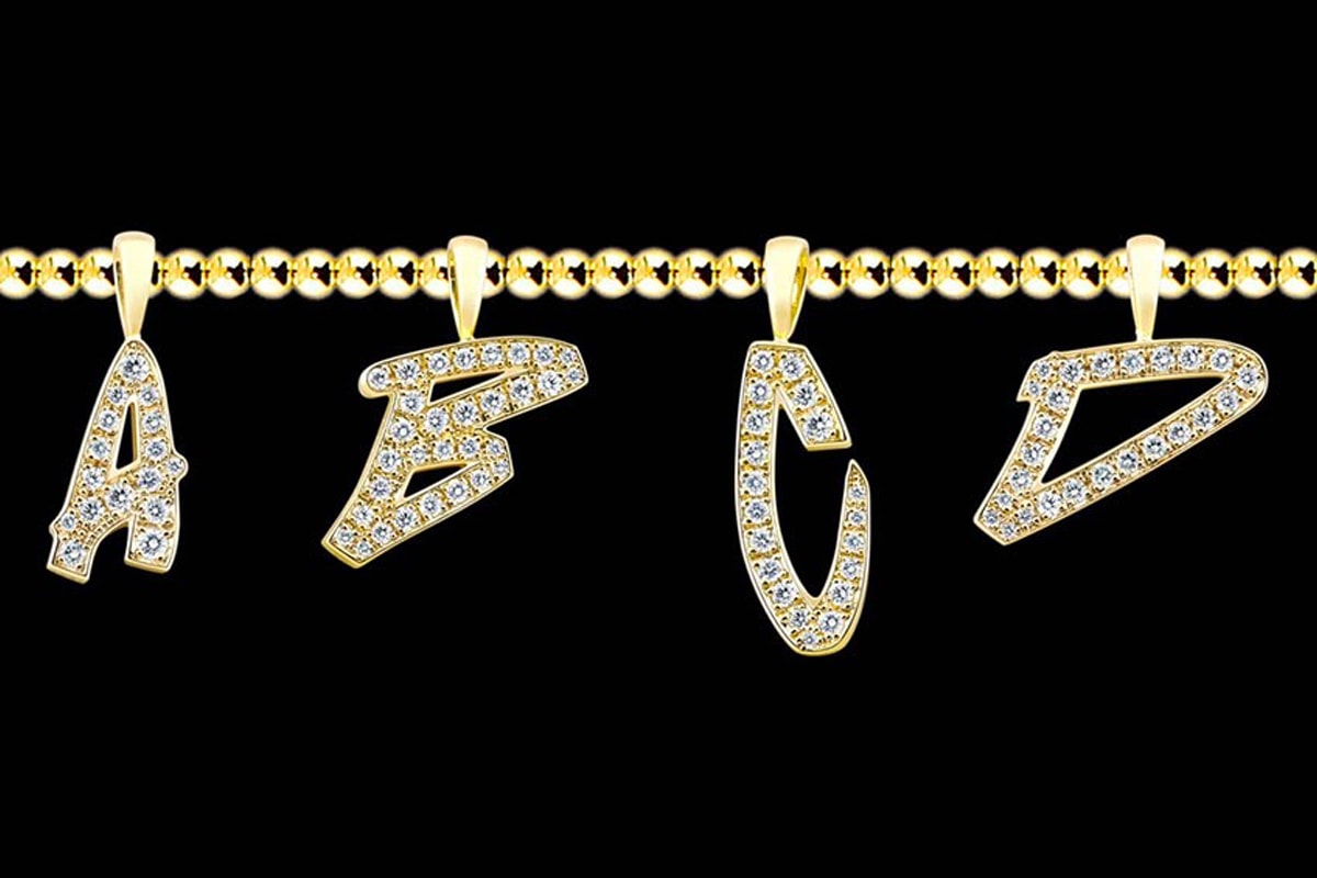 EYEFUNNY Futura LAboratories diamond letter pendants Futura2000 japan vs stone gold necklace pendants 