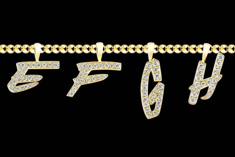 EYEFUNNY Futura LAboratories diamond letter pendants Futura2000 japan vs stone gold necklace pendants