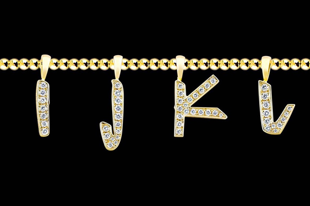 EYEFUNNY Futura LAboratories diamond letter pendants Futura2000 japan vs stone gold necklace pendants 
