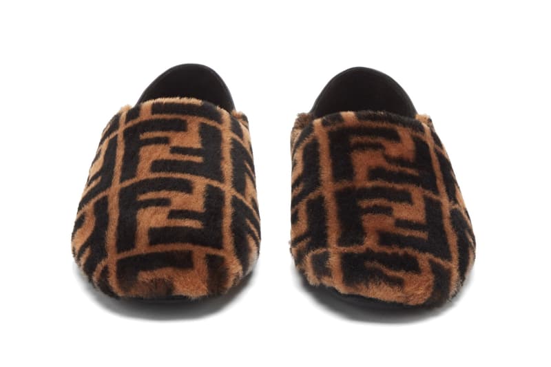 fendi ff logo shearling slippers fall winter 2020 matches fashion logo ff covered