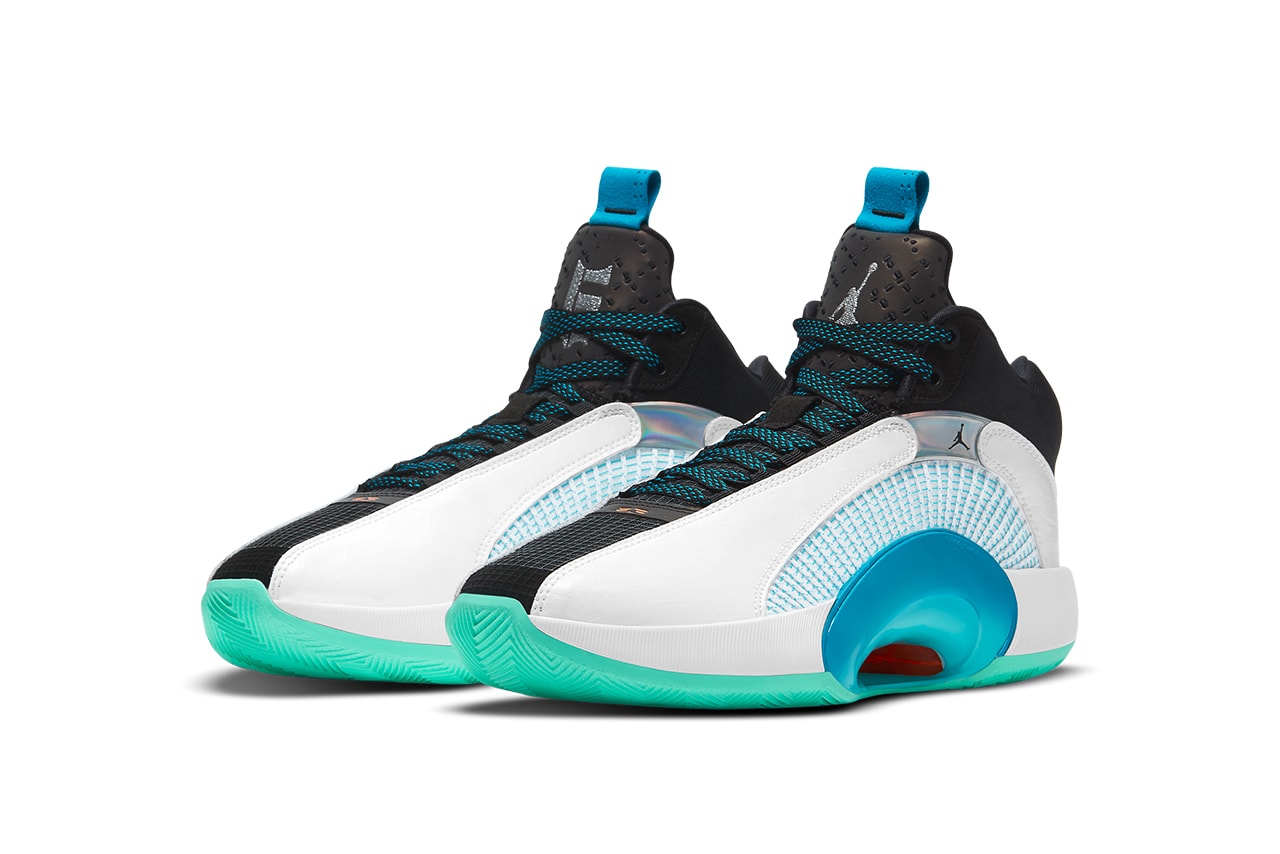 guo ailun air jordan 35 morpho CZ8153 100 release info photos store list buying guide blue morpho butterfly white teal black