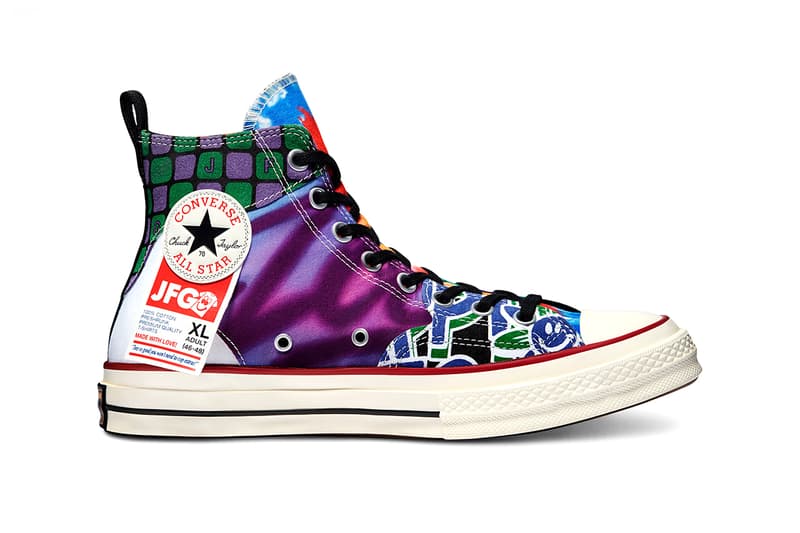 joe freshgoods converse chuck taylor multi-color pro leather black purple hoodie tie dye t-shirt duffel bag release date info pricing buying guide