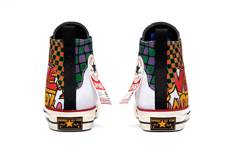 joe freshgoods converse chuck taylor multi-color pro leather black purple hoodie tie dye t-shirt duffel bag release date info pricing buying guide