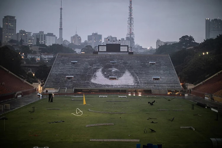 JR Unveils Large-Scale Mural at the Iconic Pacaembú Sports Complex