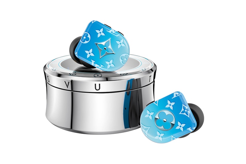 louis vuitton wireless horizon earphones white blue gradient details silver buy cop purchase virgil abloh