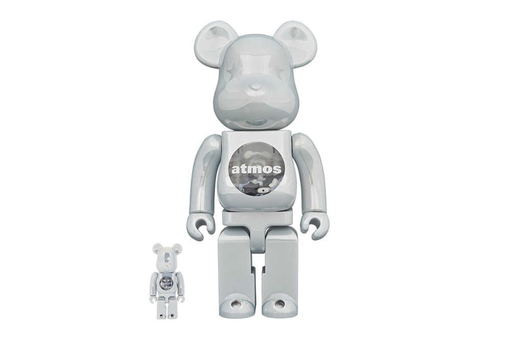 atmos Medicom Toy White Chrome BEaRBRICK 100 400 figures toys accessories fall winter 2020 collection fw20 collaborations collabs