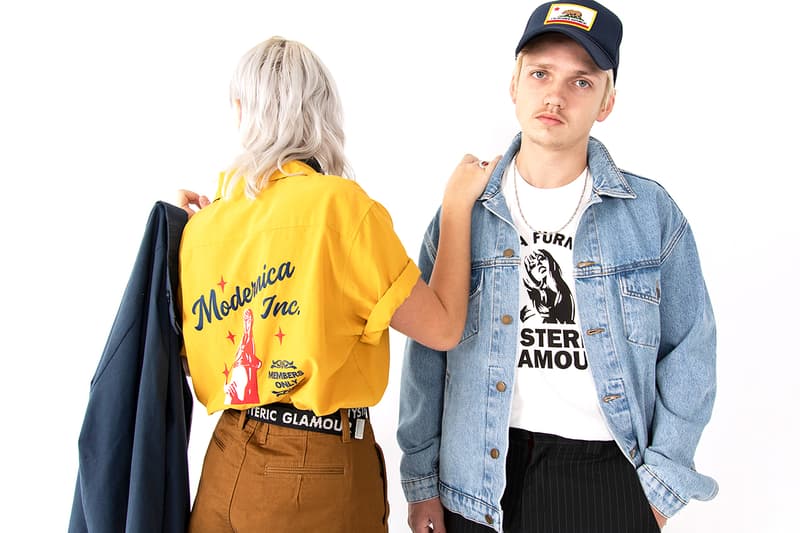 modernica hysteric glamour collaboration release info photos pricing buying guide hoodies side shell chair daybed aiko side table t-shirt hoodies bowling shirt satin jackets