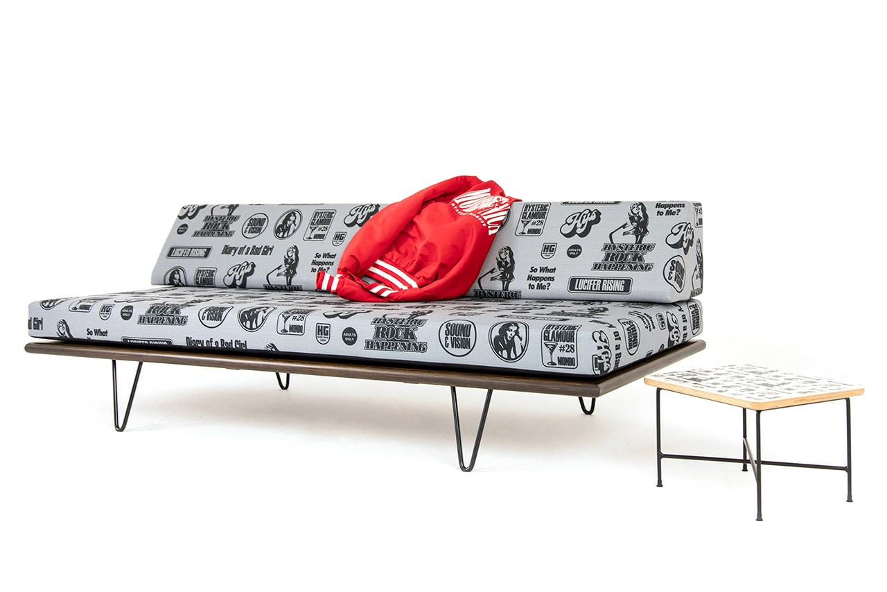 modernica hysteric glamour collaboration release info photos pricing buying guide hoodies side shell chair daybed aiko side table t-shirt hoodies bowling shirt satin jackets