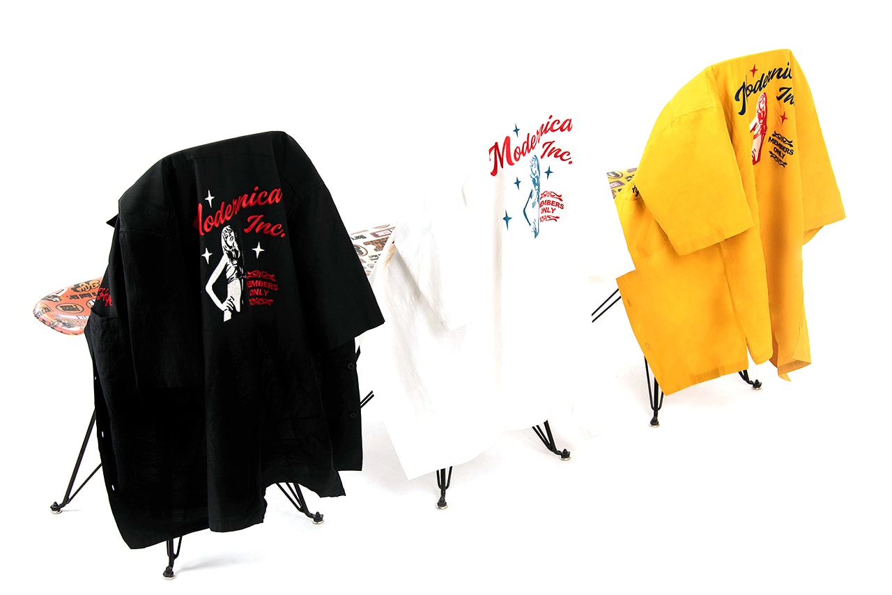 modernica hysteric glamour collaboration release info photos pricing buying guide hoodies side shell chair daybed aiko side table t-shirt hoodies bowling shirt satin jackets