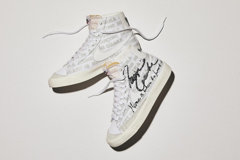 naomi osaka comme des garcons nike sportswear blazer mid 77 vintage switch publishing black white gray official release date info photos price store list buying guide pure platinum sail DA5383 100