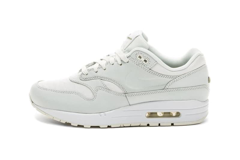 Nike Air Max 1 "Yours" SUMMIT WHITE / WHITE / SAIL / MEDIUM KHAKI Sneaker Release Information Closer First Look Rub Away Distressed Wear Tear Upper Premium Leather AM1