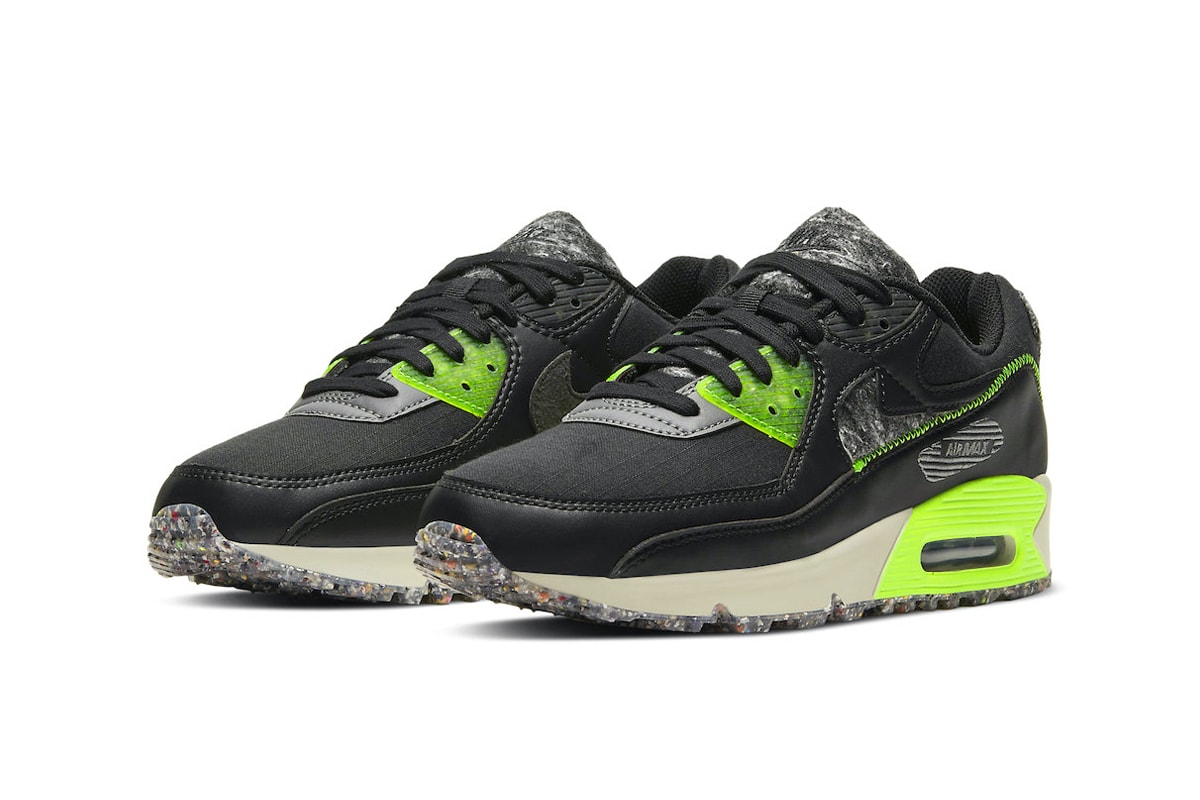 Nike Air Max 90 M2Z2 Eco-Friendly Electric Green Sneaker Black DD0383-001 Recycled Wool