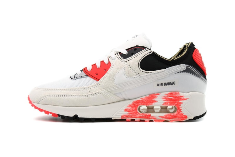 Nike Air Max 90 AMIII AM90 PRM "White/Black" "Infrared" DC7856-100 Inside-Out Deconstructed Reverse Print Design Swoosh Limited Edition Sneaker Drop Date Release Information Closer First Look Shoe Footwear Trainer OG Air