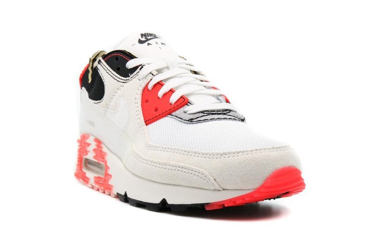 Nike Air Max 90 AMIII AM90 PRM "White/Black" "Infrared" DC7856-100 Inside-Out Deconstructed Reverse Print Design Swoosh Limited Edition Sneaker Drop Date Release Information Closer First Look Shoe Footwear Trainer OG Air