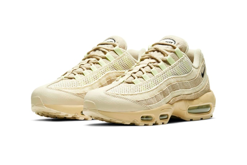 Nike Teases its Air Max 95 PRM Grain Releasing in Early 2021 footwear sneakers swoosh cream sand mint releases