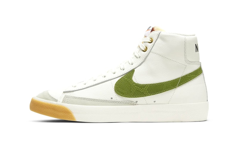 Nike Blazer Mid 77 Vintage Asparagus Snakeskin DC1706 100 menswear streetwear shoes sneakers kicks trainers runners fw20 fall winter 2020 collection