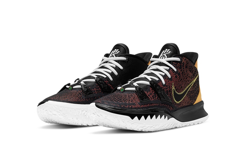 nike kyrie 7 raygun CQ9327 003 black university gold team orange release info pricing store list photos buying guide
