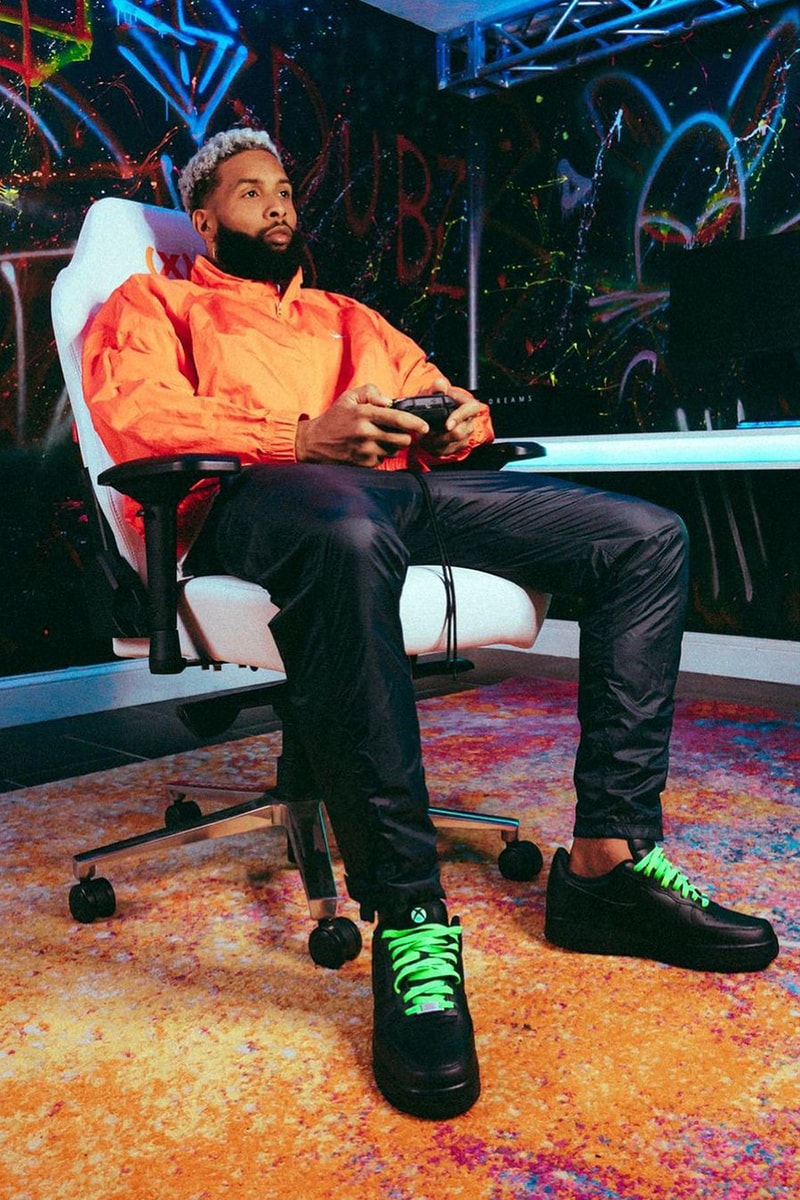 obj xbox custom nike air force 1 low black green controller info twitter giveaway info photos odell beckham jr