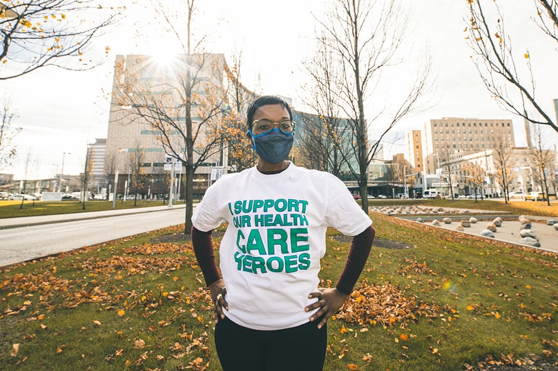 Off-White™ Suay Masks, Shirts for Cleveland Clinic face healthcare heroes donation charity covid 19 pandemic 