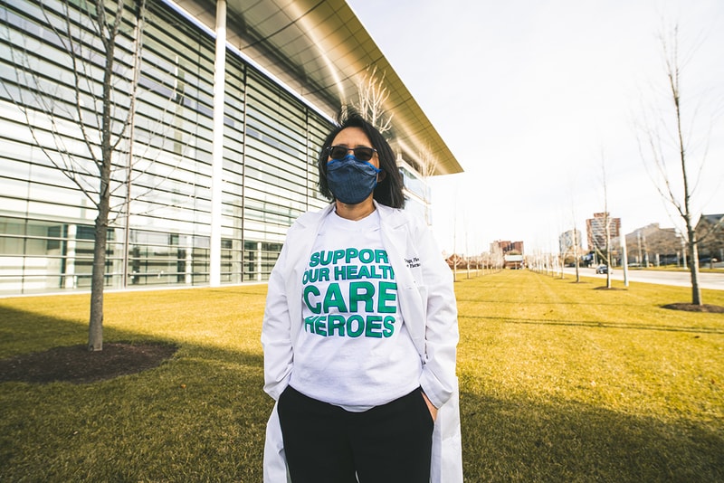 Off-White™ Suay Masks, Shirts for Cleveland Clinic face healthcare heroes donation charity covid 19 pandemic 