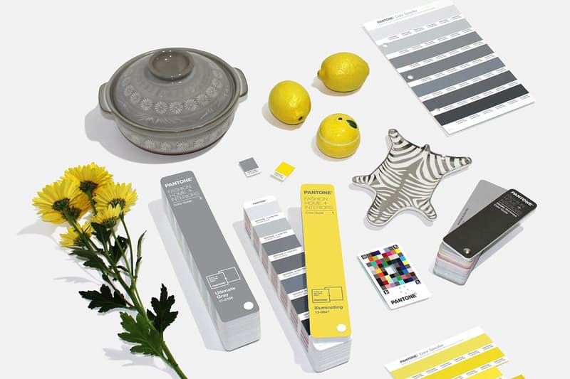 Pantone 2021 Color of the Year "Illuminating," "Ultimate Gray" yellow swatches choice two 17-5104 13-0647
