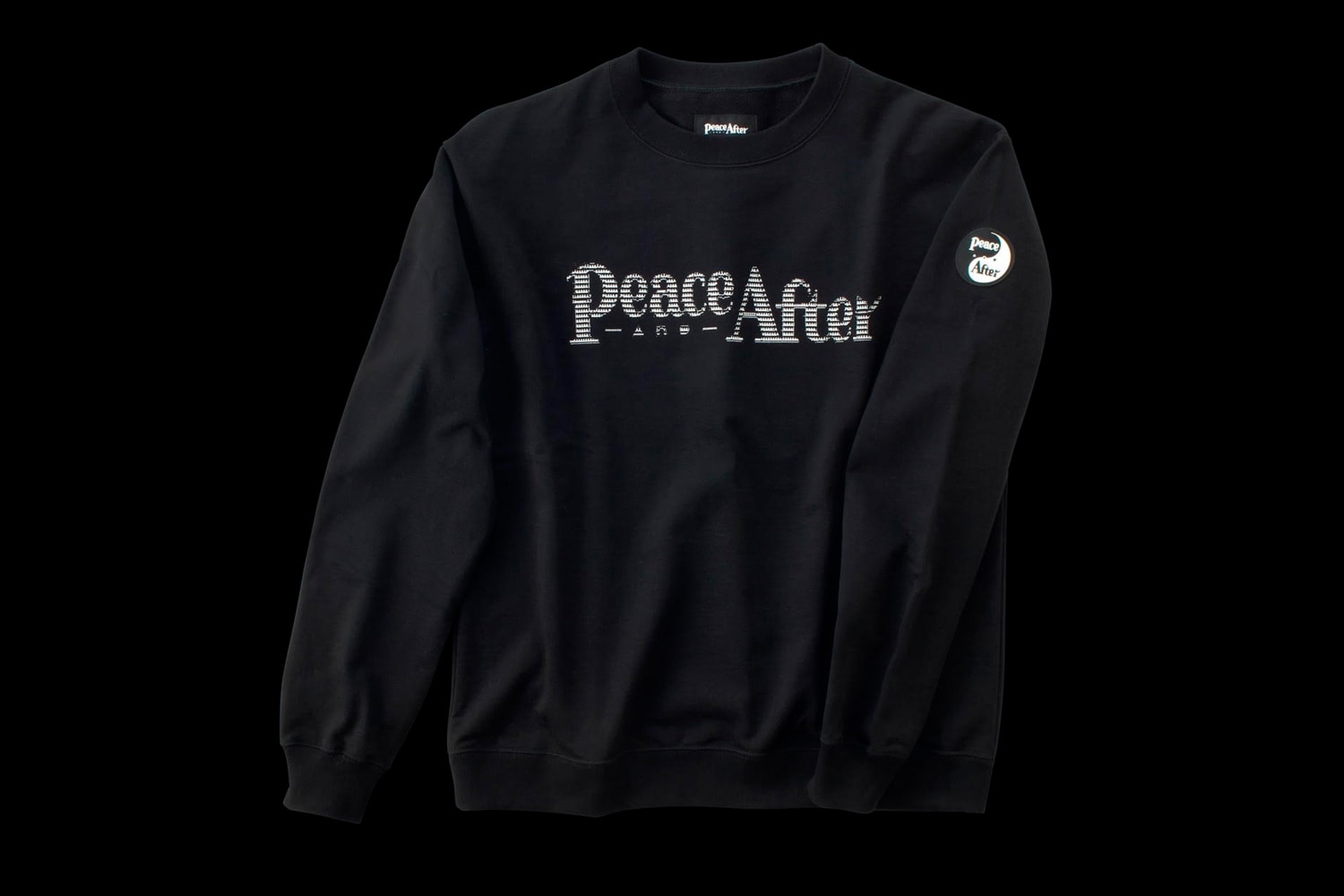 PEACE AND AFTER ASCII Capsule Release Info Crewneck Sweater Black White Logo 
