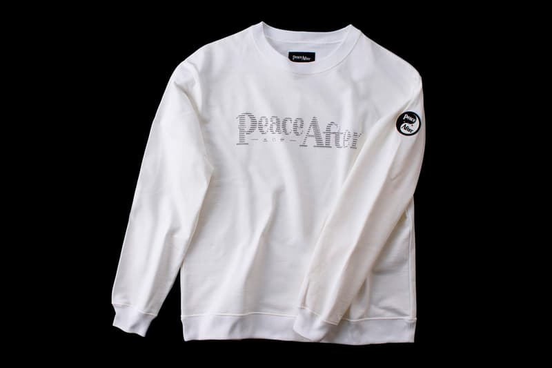 PEACE AND AFTER ASCII Capsule Release Info Crewneck Sweater Black White Logo 