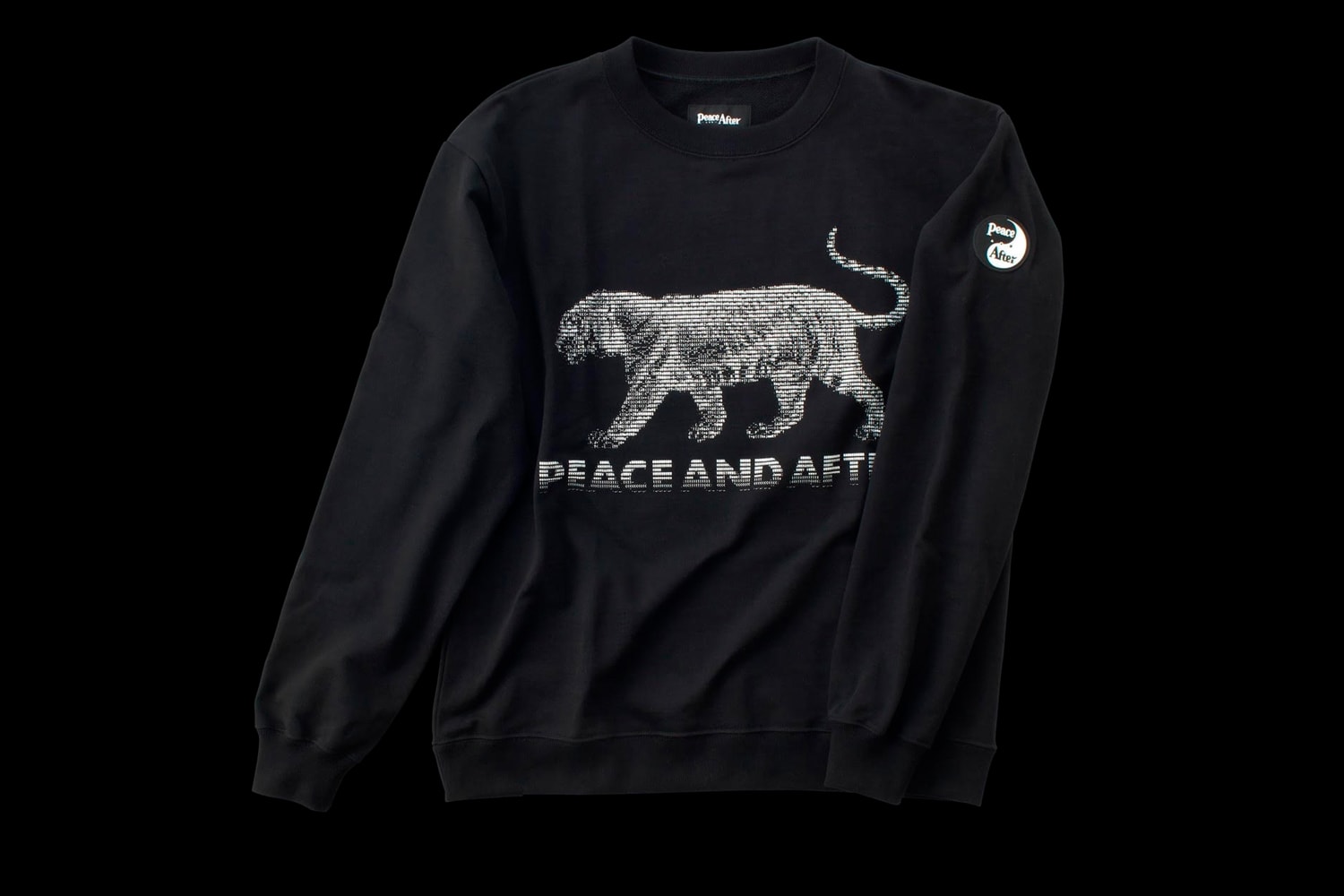 PEACE AND AFTER ASCII Capsule Release Info Crewneck Sweater Black White Logo 
