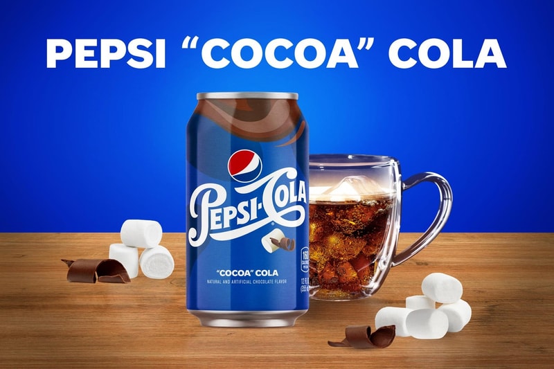 Pepsi “Cocoa” Cola Soft Drink Fizzy Marshmallows Natural Artificial Flavorings Winter Time Beverage Coco Flavored Taste Viral Tweet Launch Release Information Custom