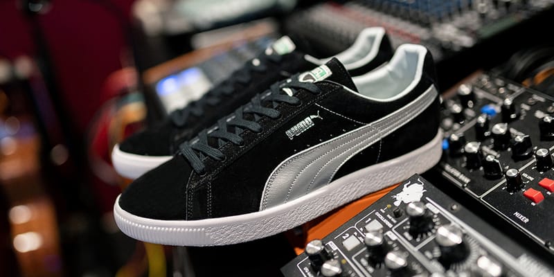 puma suede black leather