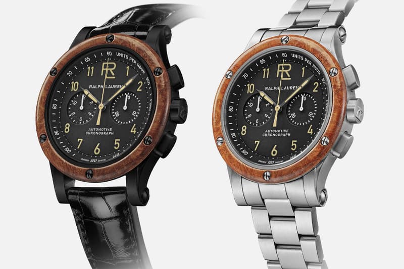 ralph lauren 42mm automotive chronograph vintage classic cars racing jaeger lecoultre amboyna burl bezel
