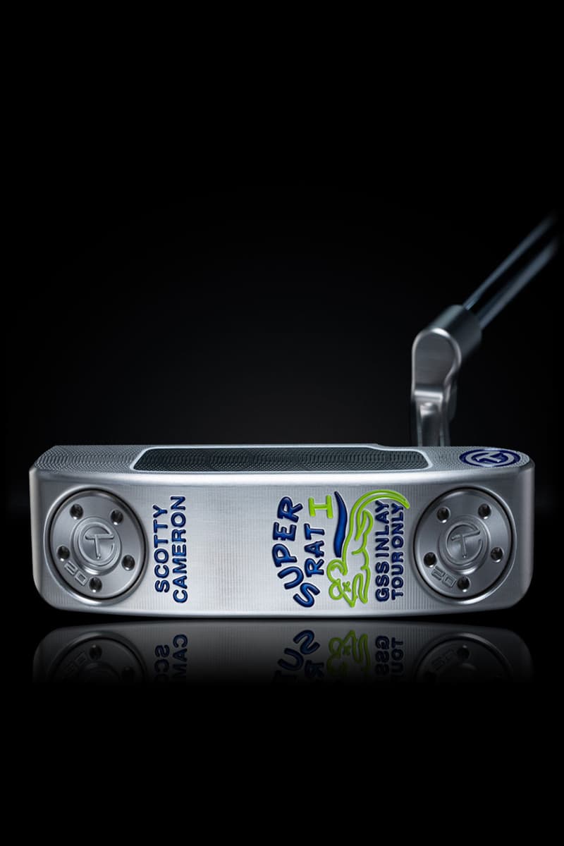 Scotty Cameron Super Rat I is accented in blue and lime with a GSS inlay