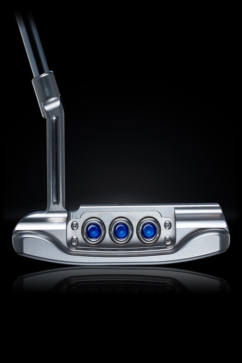 Scotty Cameron Super Rat I is accented in blue and lime with a GSS inlay