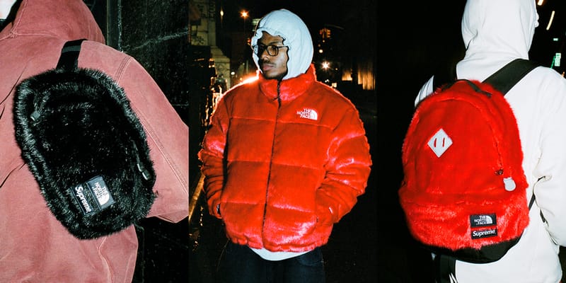 north face supreme jacket red