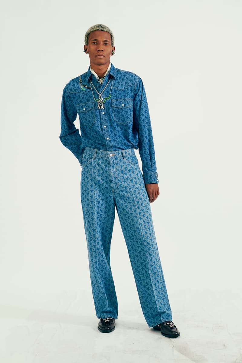 TOGA VIRILIS Spring/Summer 2021 "Cities of the Interior" Collection Lookbook Yasuko Furuta Menswear Shoes Sandals Boots Cowboy USA Western Influence Shirts Tailoring Frills Embellishments