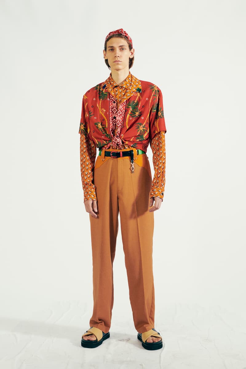 TOGA VIRILIS Spring/Summer 2021 "Cities of the Interior" Collection Lookbook Yasuko Furuta Menswear Shoes Sandals Boots Cowboy USA Western Influence Shirts Tailoring Frills Embellishments 