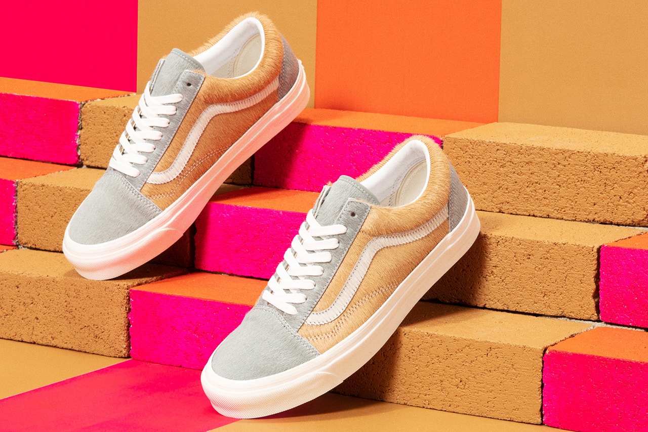 vans anaheim factory collection lux color block pony hair grey gray white pink release information details